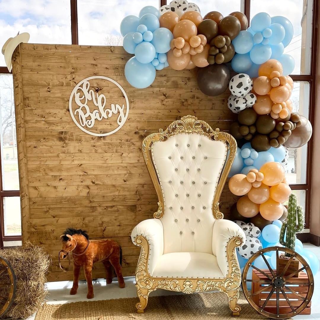 Cow Print Balloons Set, 12Inch 60pcs Blue Brown Cow Balloons Cow Print Balloons Cow and Brown Blue Balloons(Blue Brown)