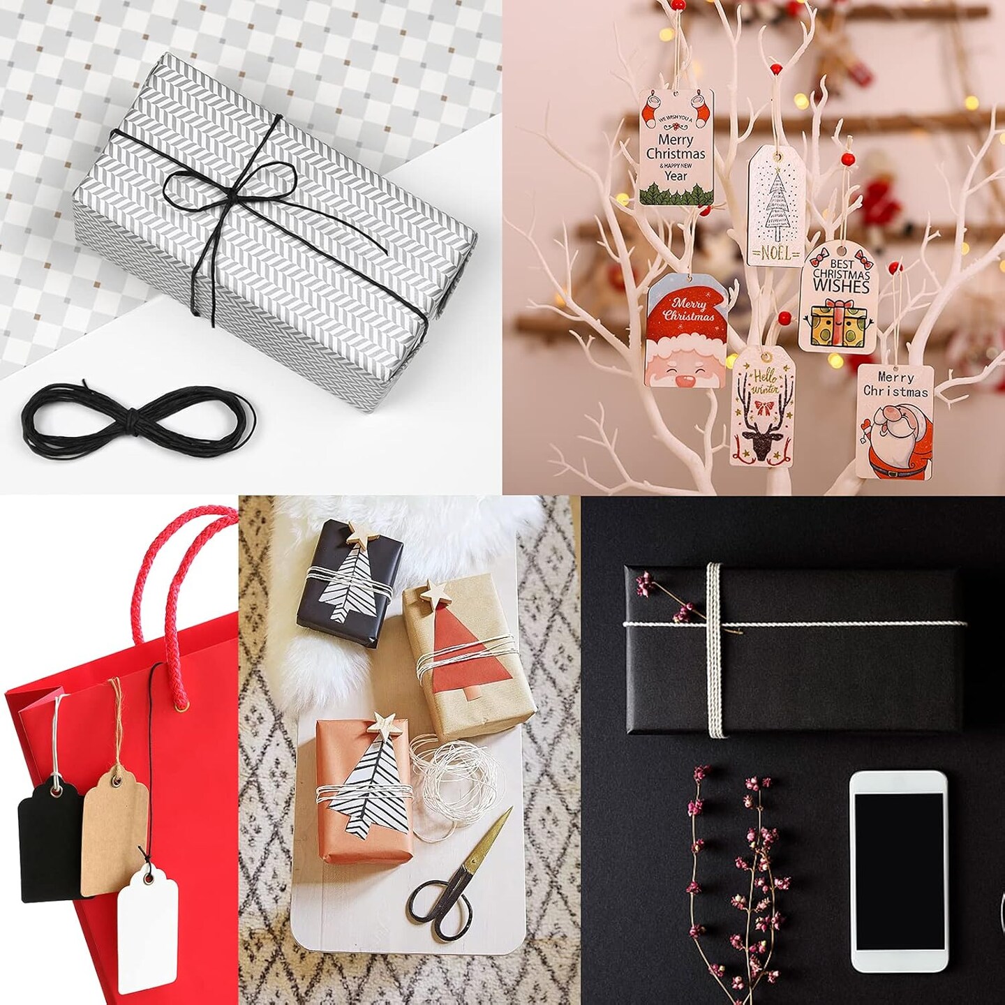 3 Cotton Twine - Natural Jute Packing &#x26; Wrapping Twines (Black, White)