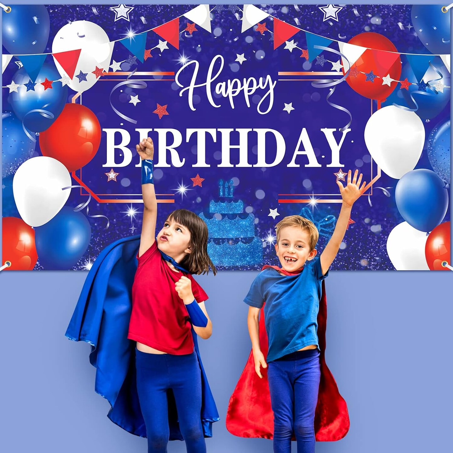 Red White and Blue Birthday Decorations Banner Royal Blue Red White Patriotic Party Supplies