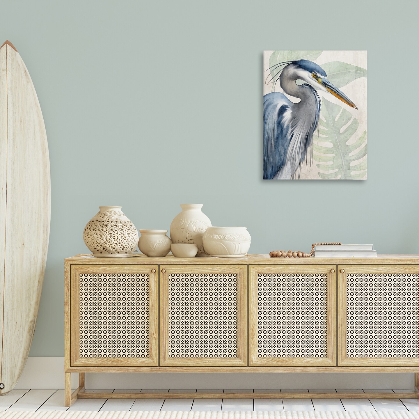 Stupell Industries Heron Palms Bird Portrait Canvas By Kim Allen