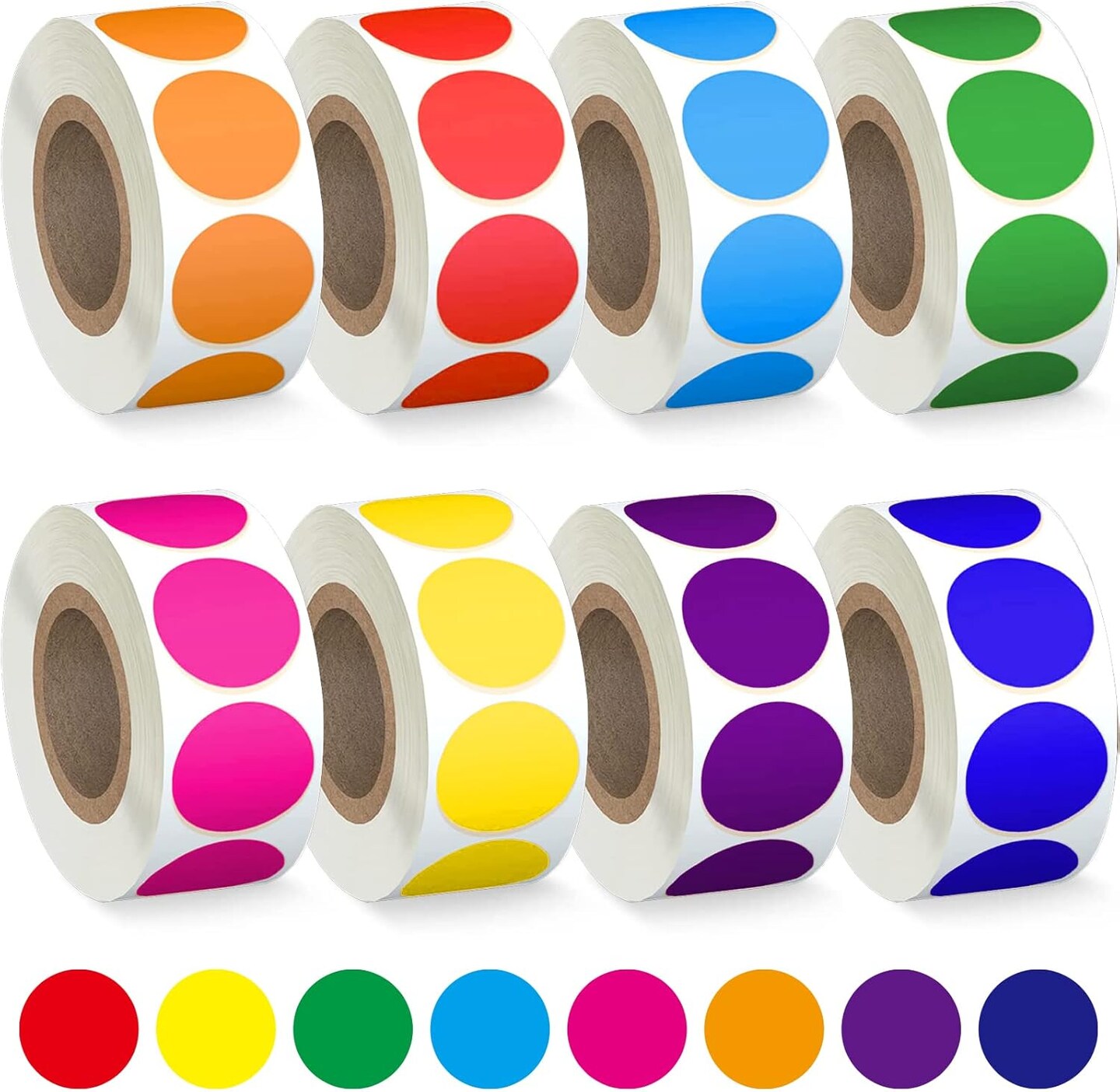 4000 PCS 3/4" Colored Dot Stickers Circle Color Coding Labels(8 Color Style Colorful),3/4 Inches)