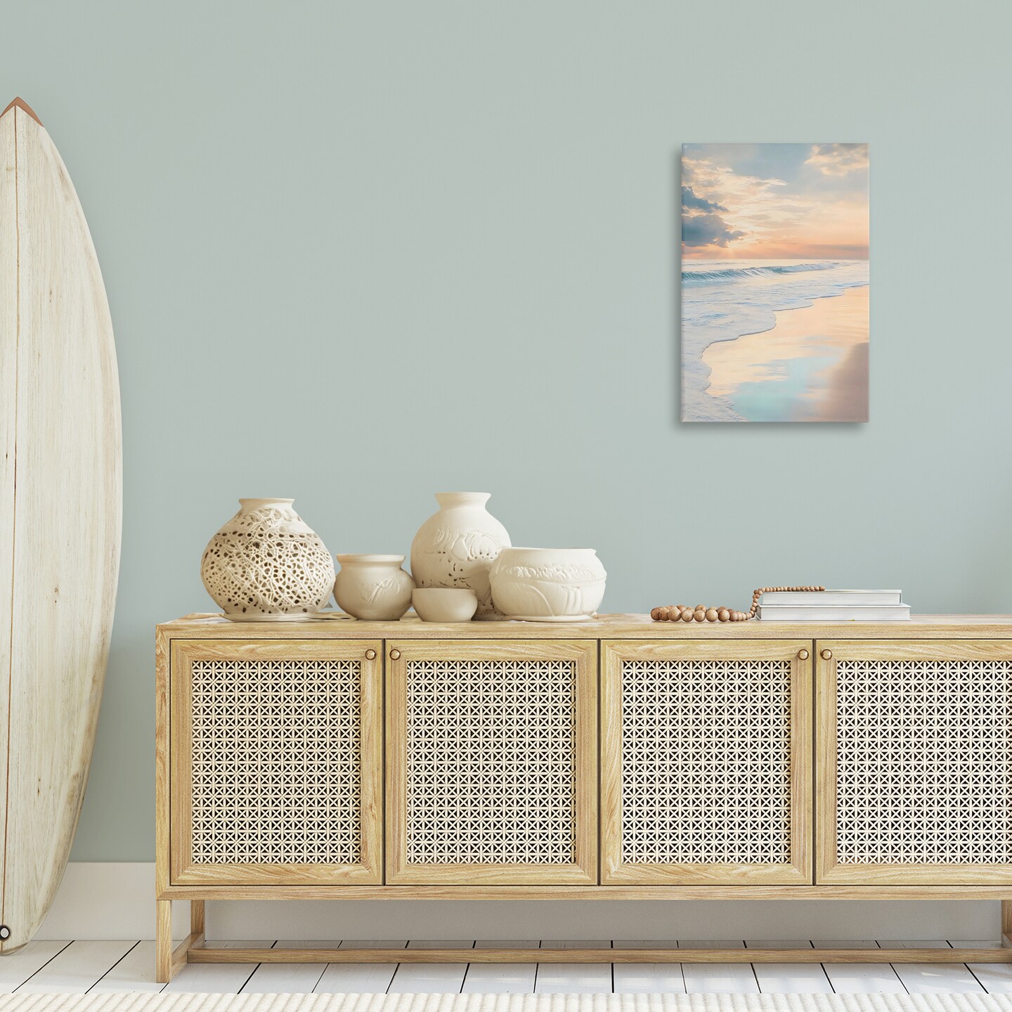 Stupell Industries Tranquil Beach with Sunset Reflection Canvas By LSR Creative Studio