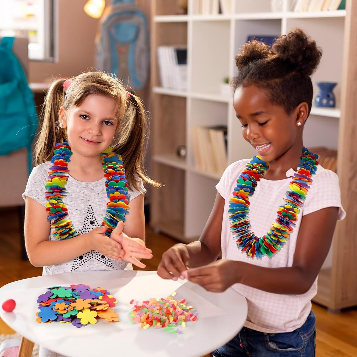 Hawaiian Lei Making Craft Kit Makes 24 Foam Flower Necklace EVA Flower Shape Foam for Party Decoration