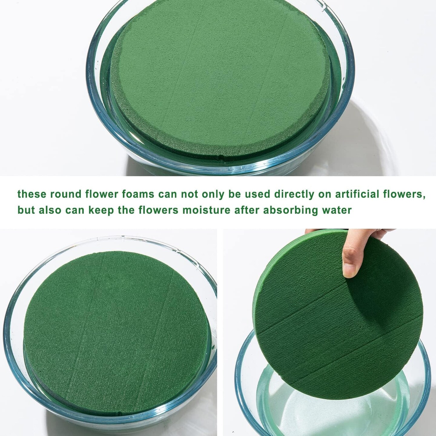 7.5Inch 8 Pack Round Wet Floral Foam Bricks DIY Floral Blocks for Spring Flower Arrangement and Wedding Holiday Decoration