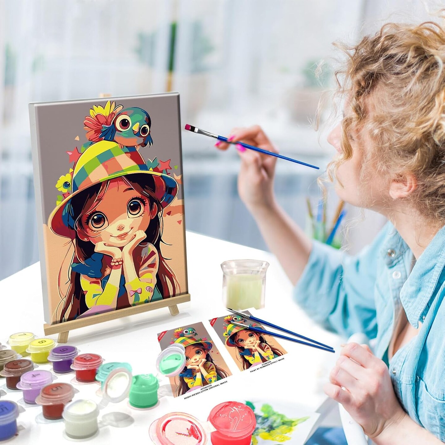 8x12 Inch - Paint by Numbers Kit for Adults with Frame Cartoon