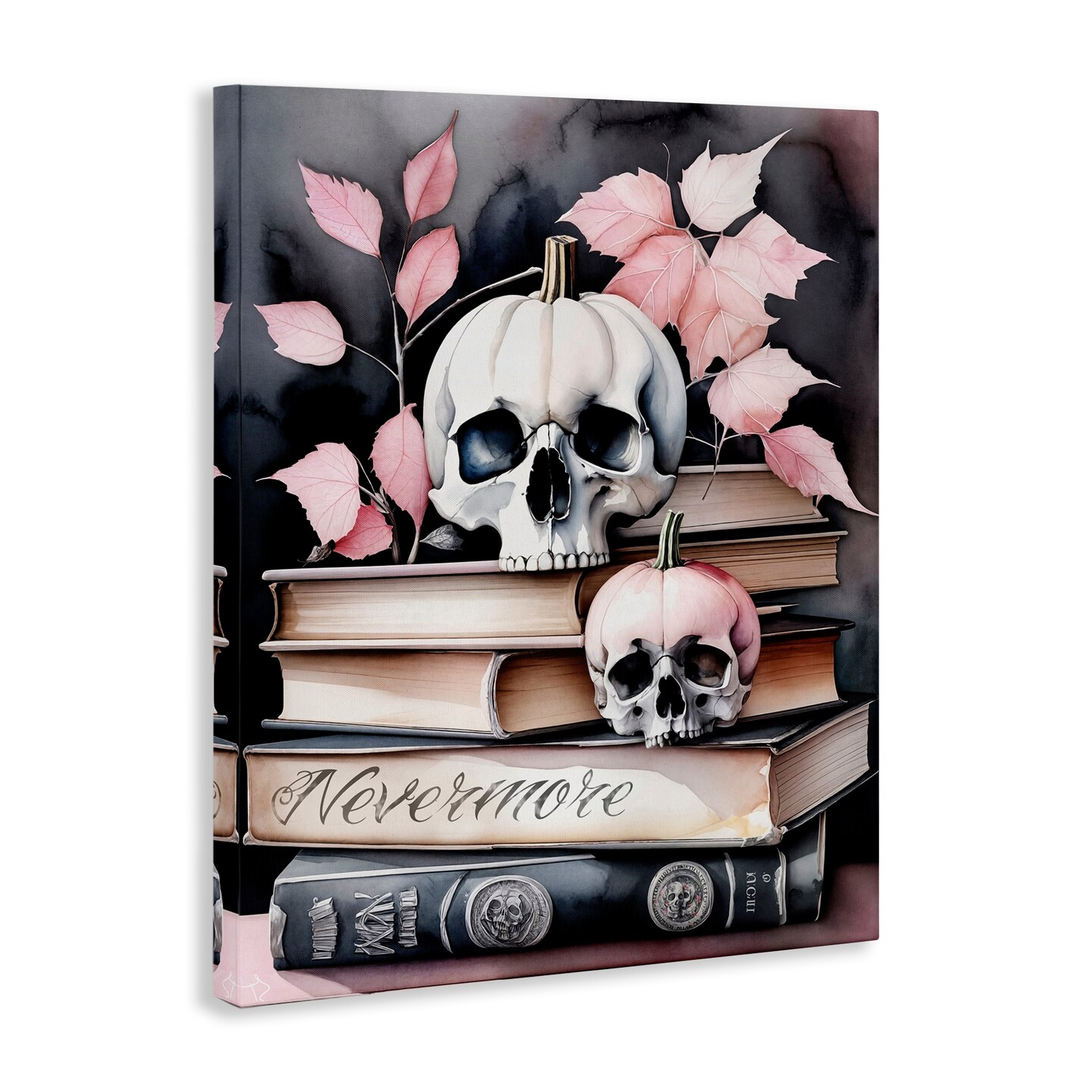 Stupell Industries Spooky Skull Book Stack Canvas Design by Tabz Jones