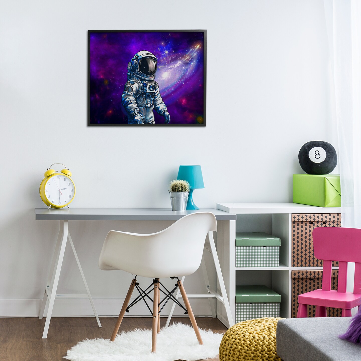Stupell Industries Astronaut with Swirling Galaxy Framed Giclee Design by Jesse Keith