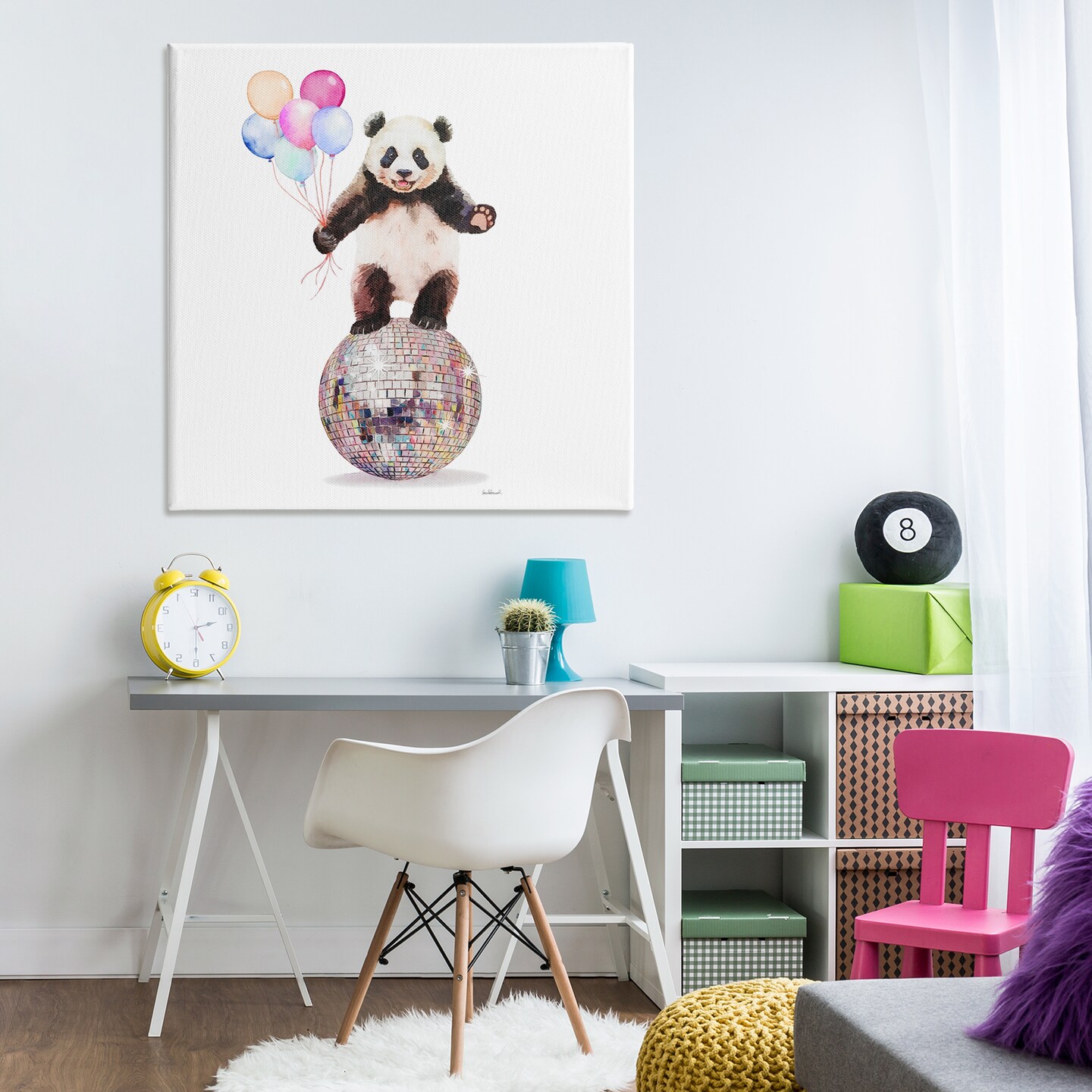 Stupell Industries Panda &#x26; Balloons Disco Canvas Design by Amanda Greenwood