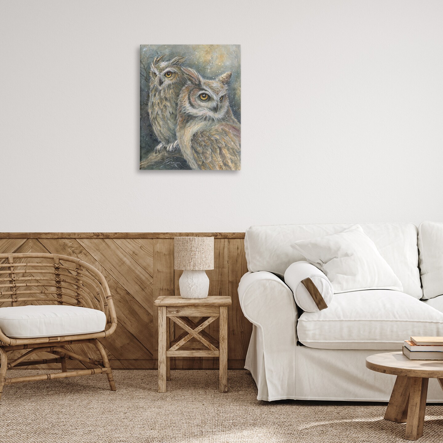 Stupell Industries Neutral Feathered Owl Pair Canvas Design by Jody Bergsma