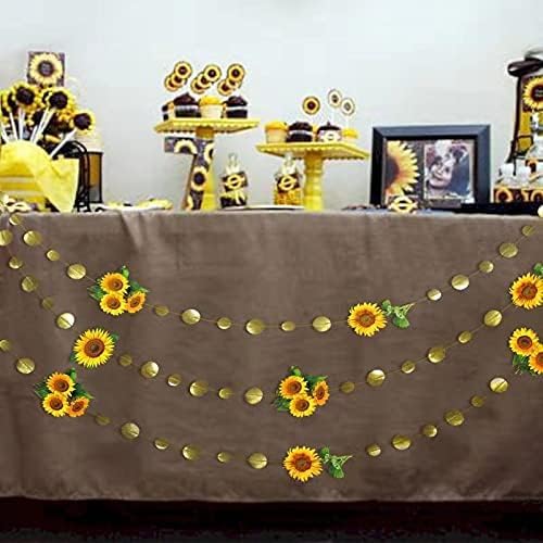 Summer Sunflower Garland 26 Ft Hanging Streamers for Sunflower Baby Shower, Birthday, Wedding, and Autumn Events