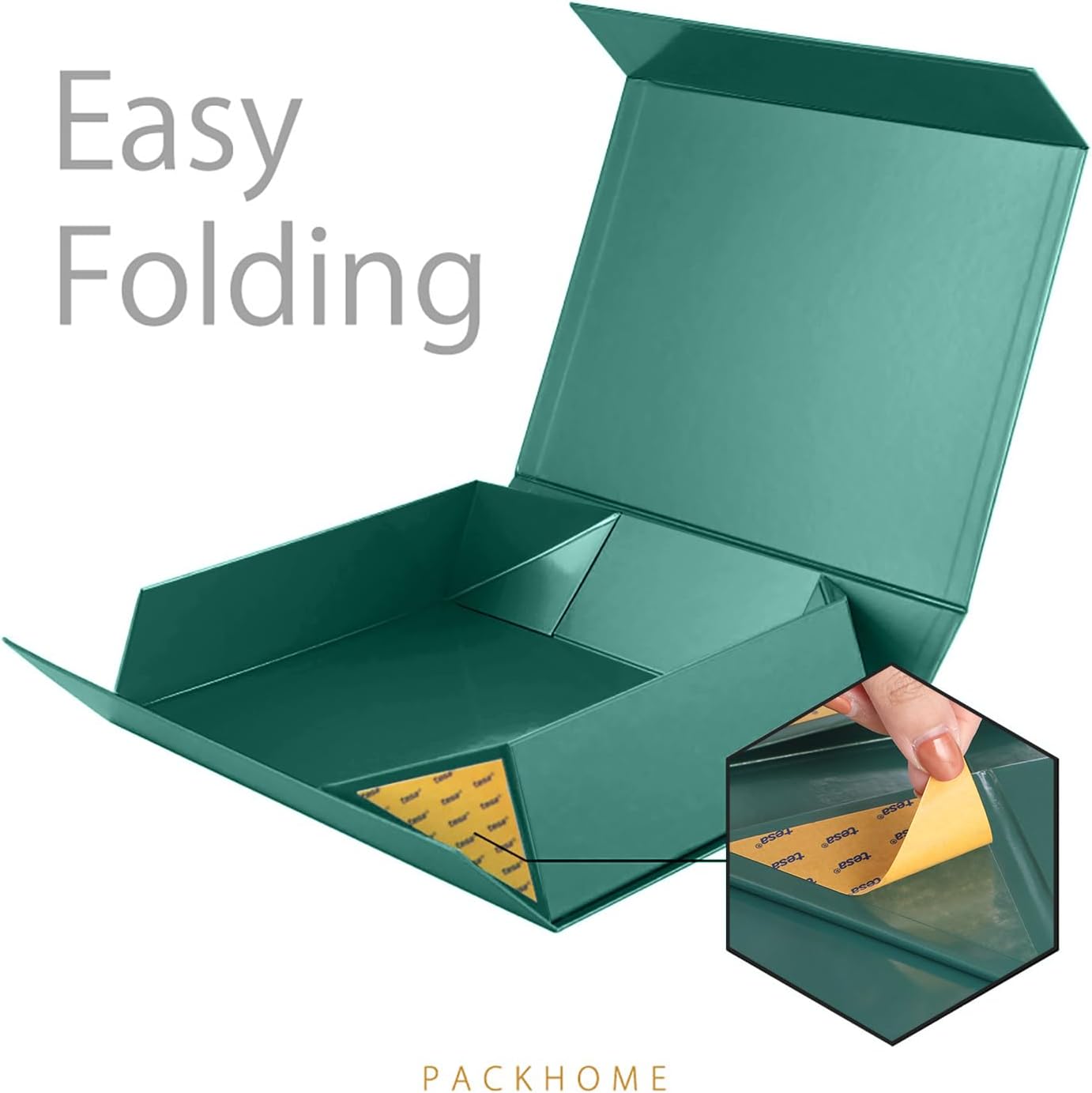 6 Large Gift Boxes 13.5x10x3.5 Inches, Sturdy Shirt Boxes with Magnetic Lids for Multiple Occasions (Glossy Green)