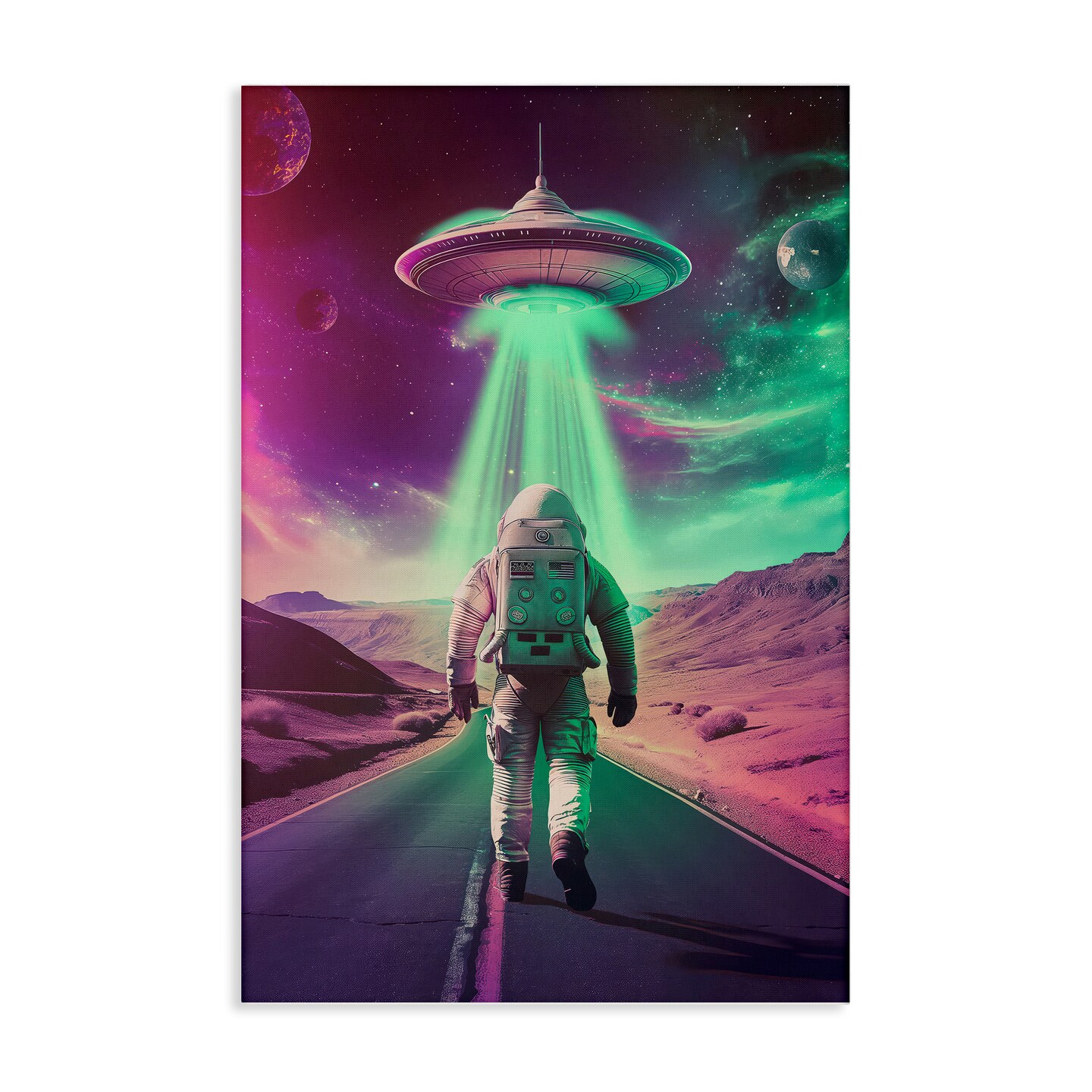 Stupell Industries Astronaut Walking Toward UFO Canvas Design by Wumples