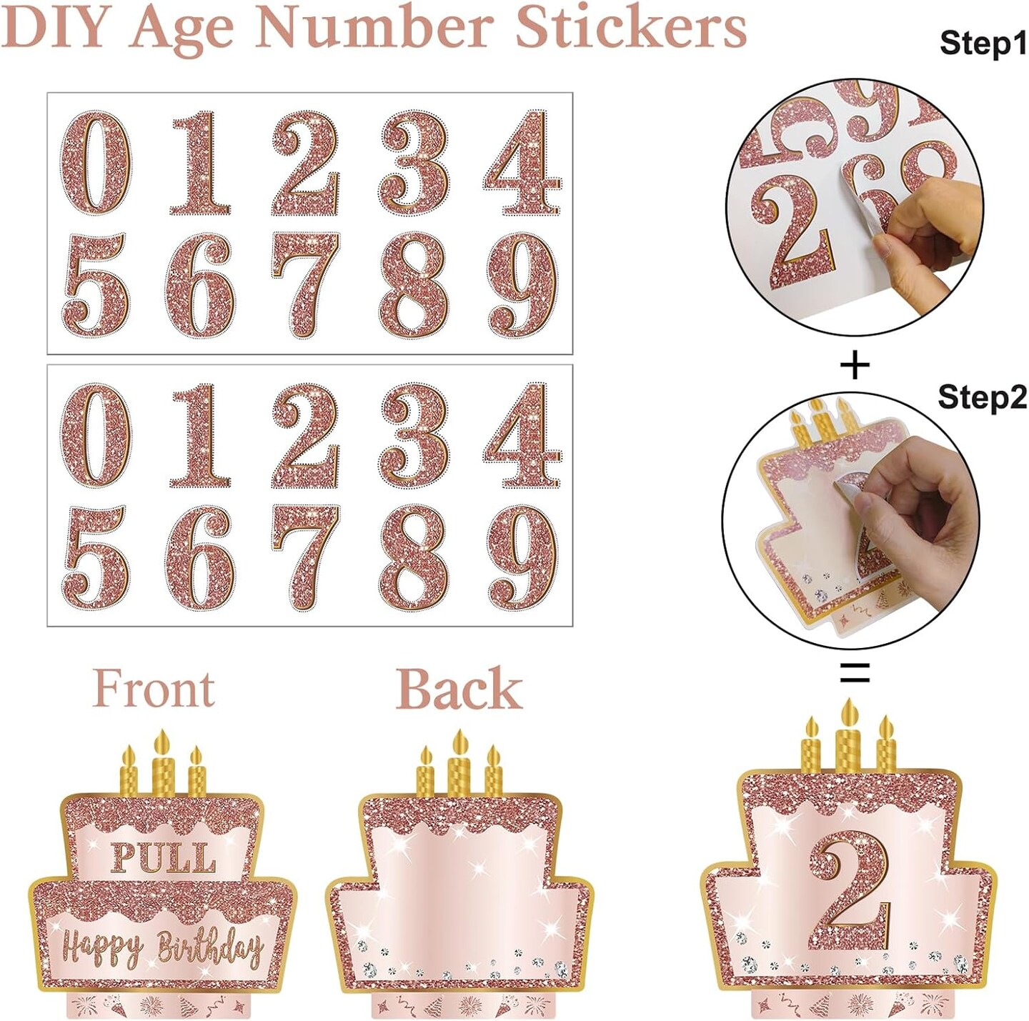 Happy Birthday Money Gift Box with DIY Stickers for Any Age - Pink Rose Gold Surprise Birthday Party Cash Gift Box with Pull Out Card for Women Girls - A Fun Way to Present Cash as Gifts