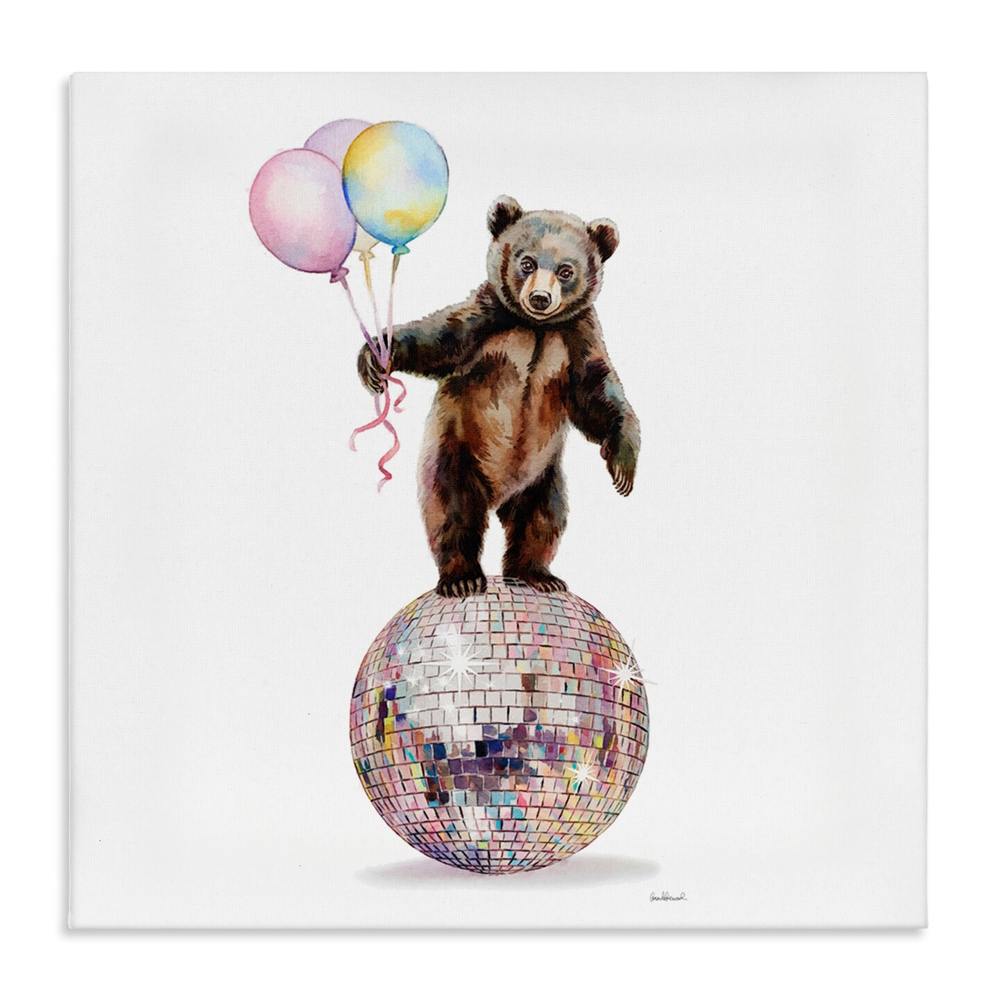 Stupell Industries Bear &#x26; Balloons Disco Canvas Design by Amanda Greenwood