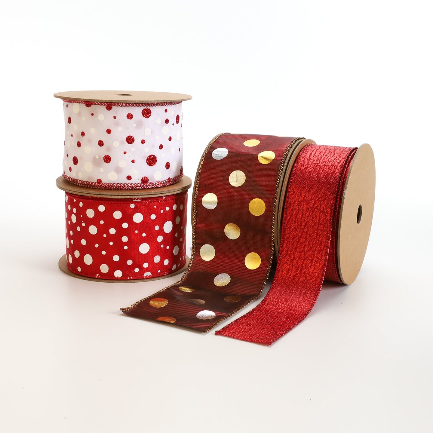 LaRibbons 2 1/2" Holiday Wired Ribbon | Rust Lame w/ Metallic Dot | 10 Yard Roll