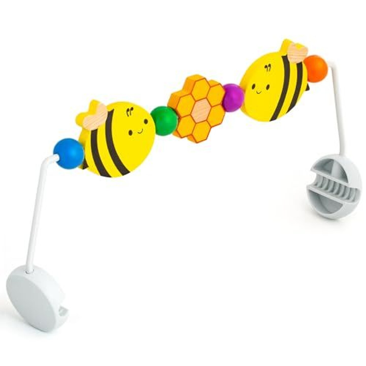 IMPRESA Wooden Baby Arch Toy Attachment Compatible with Baby Bjorn Bouncer, Honey Bee Design to Stimulate Motor Skills, Durable Wooden Toy Bar, Easy to Use Bouncer Accessories