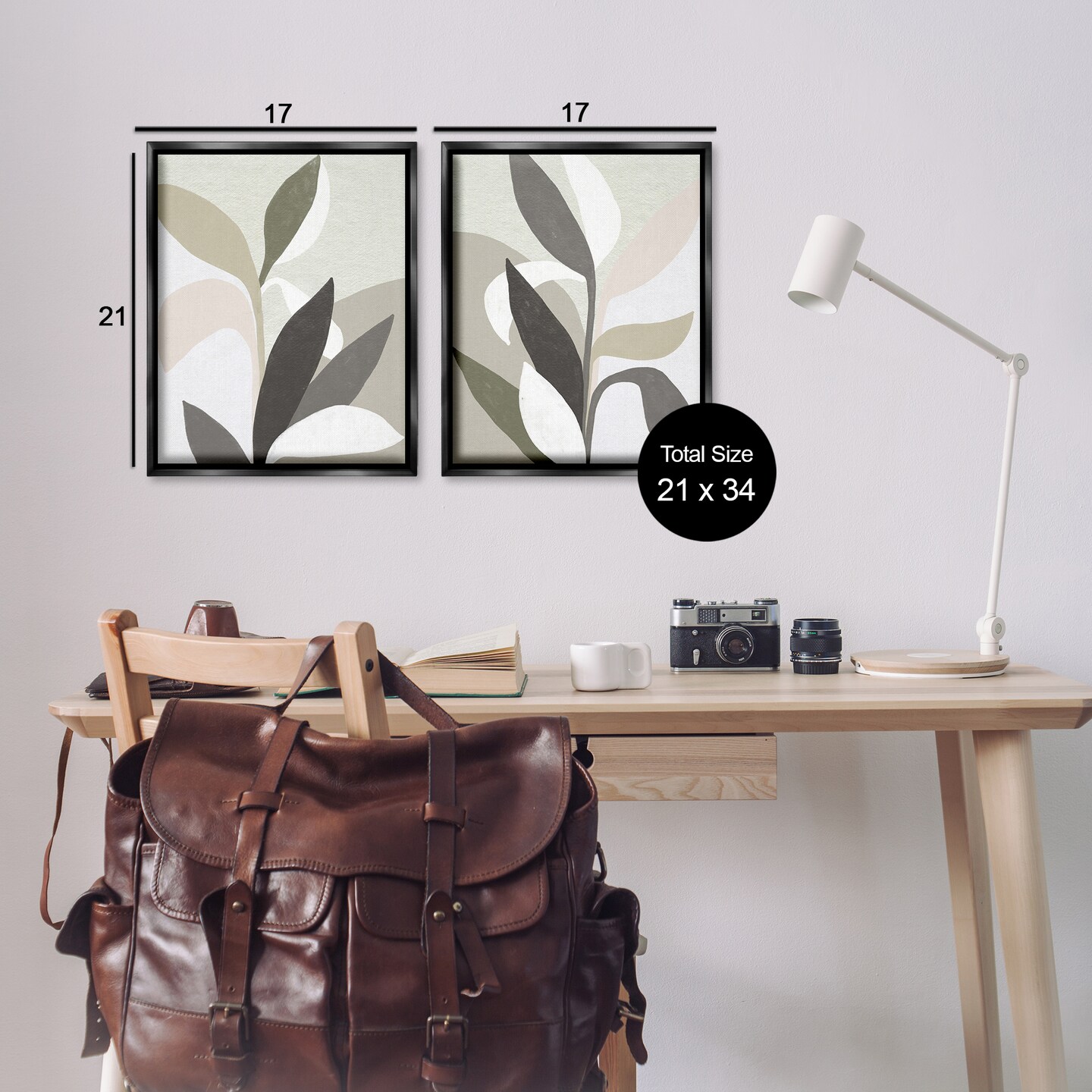 Stupell Industries Neutral Leaf Shapes 2pc Floating Frame Set Design by June Erica Vess