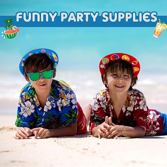 DIY Foam Visors for Kids with Summer Stickers Summer Party Crafts for Kids