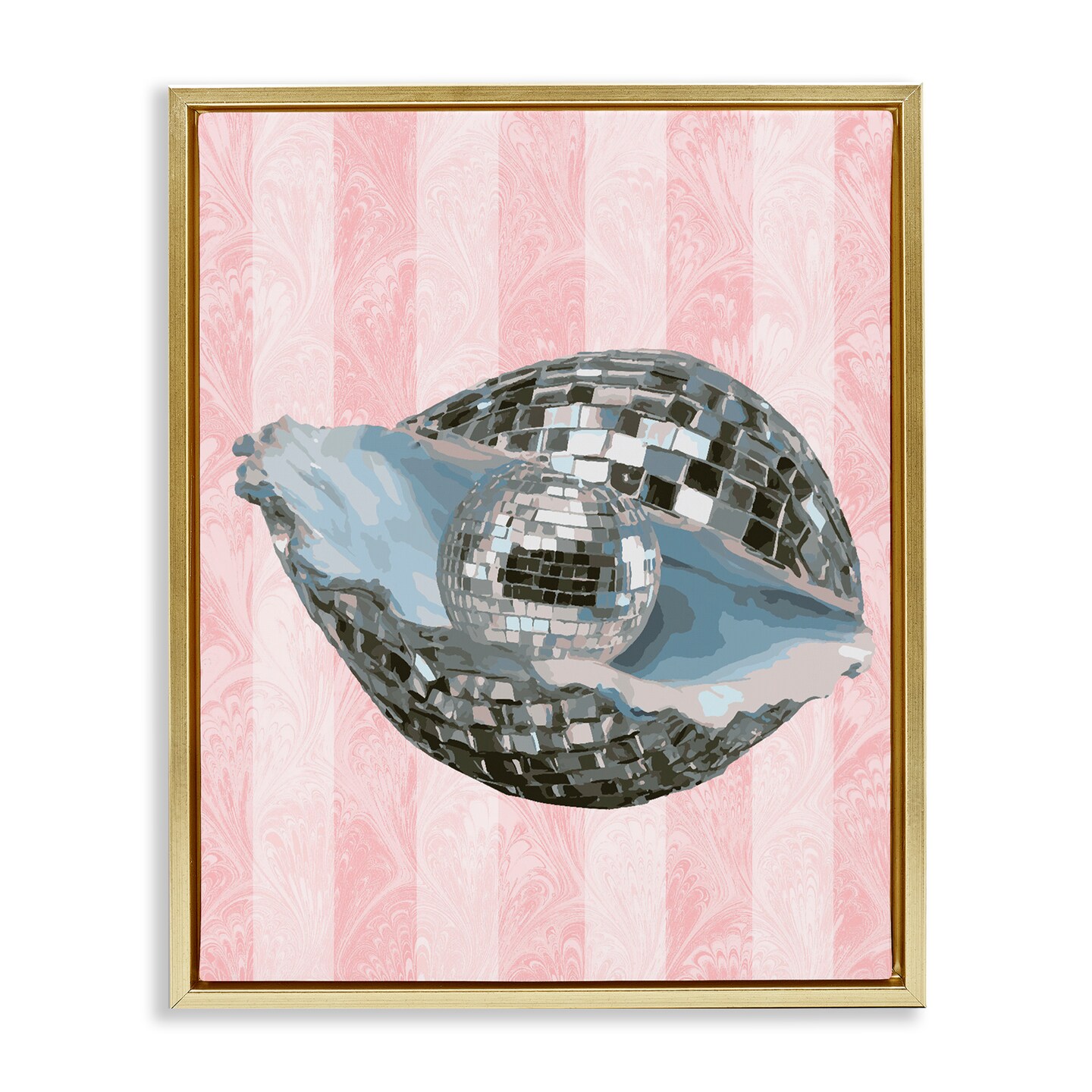 Stupell Industries Disco Oyster on Stripes Floating Frame Design by Lil ...