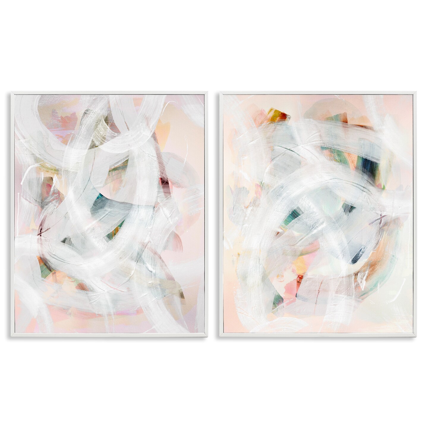 Stupell Industries Subtle & Soft Abstraction 2pc Framed Giclee Set Design by Gemma Bardot