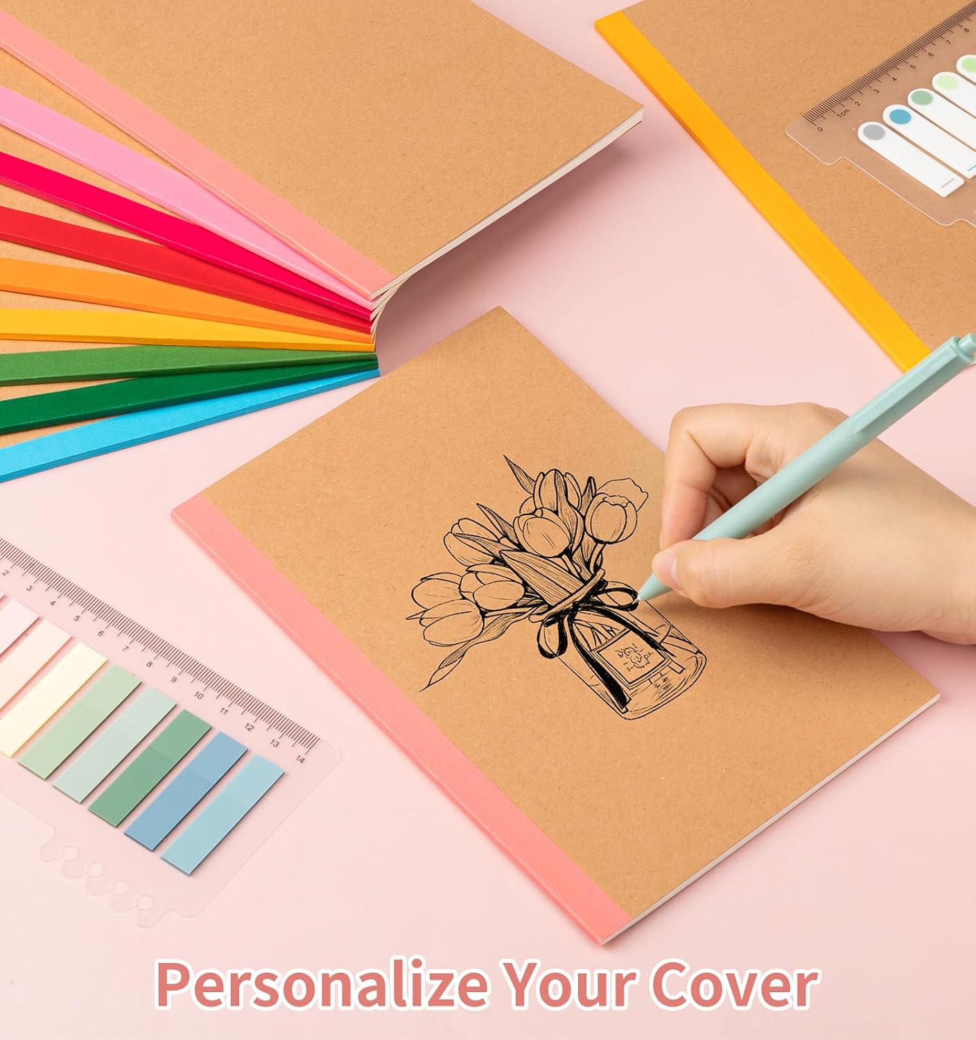 Zegrox A5 Composition Notebook Bulk, 48 Pack Kraft Cover