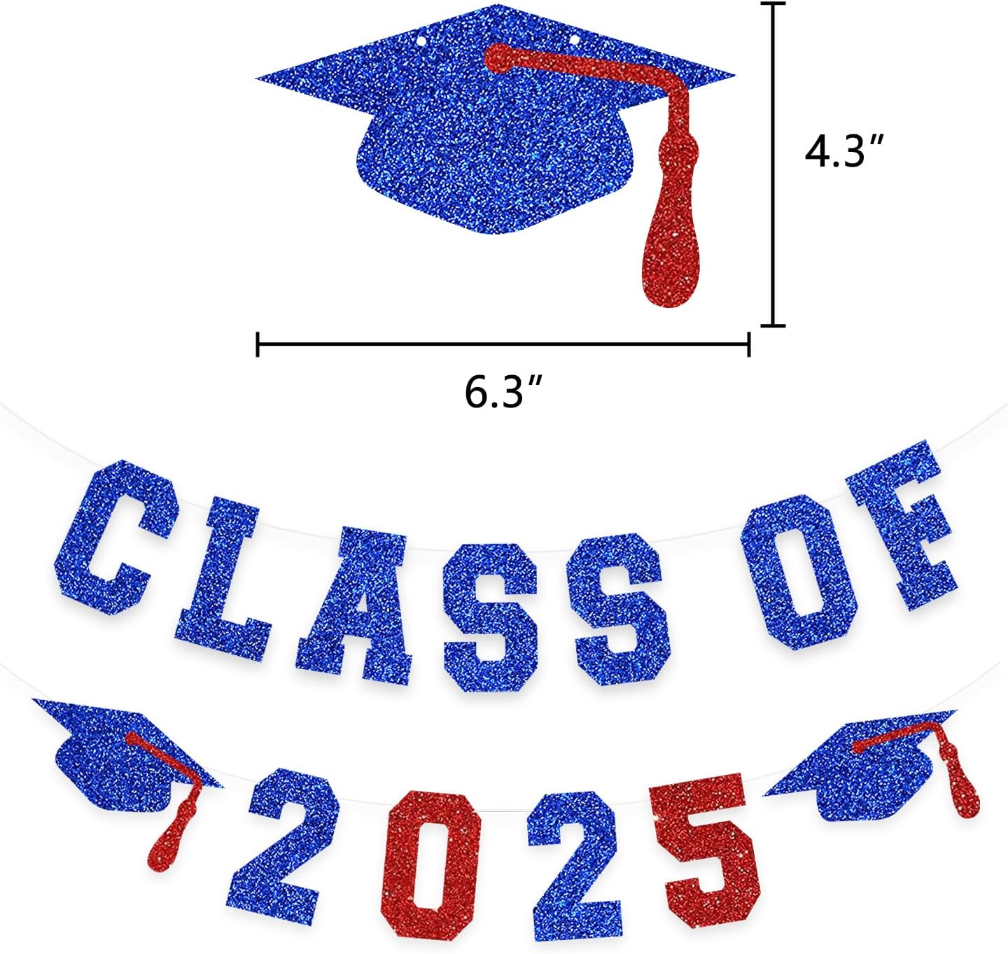 Blue Red Class Of 2025 Graduation Banner Pom Poms Flowers Paper Tassel Garland Decoration College Grad Party Supplies