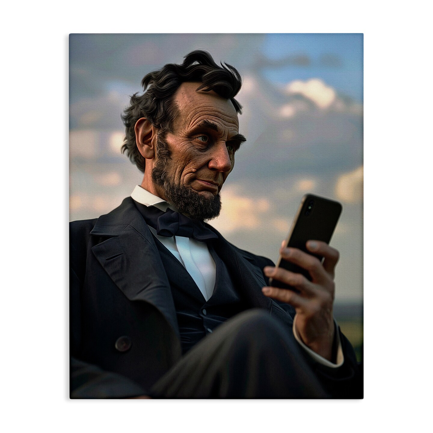 Stupell Industries Abe Lincoln with Cellphone Canvas Design by Michael McKinney