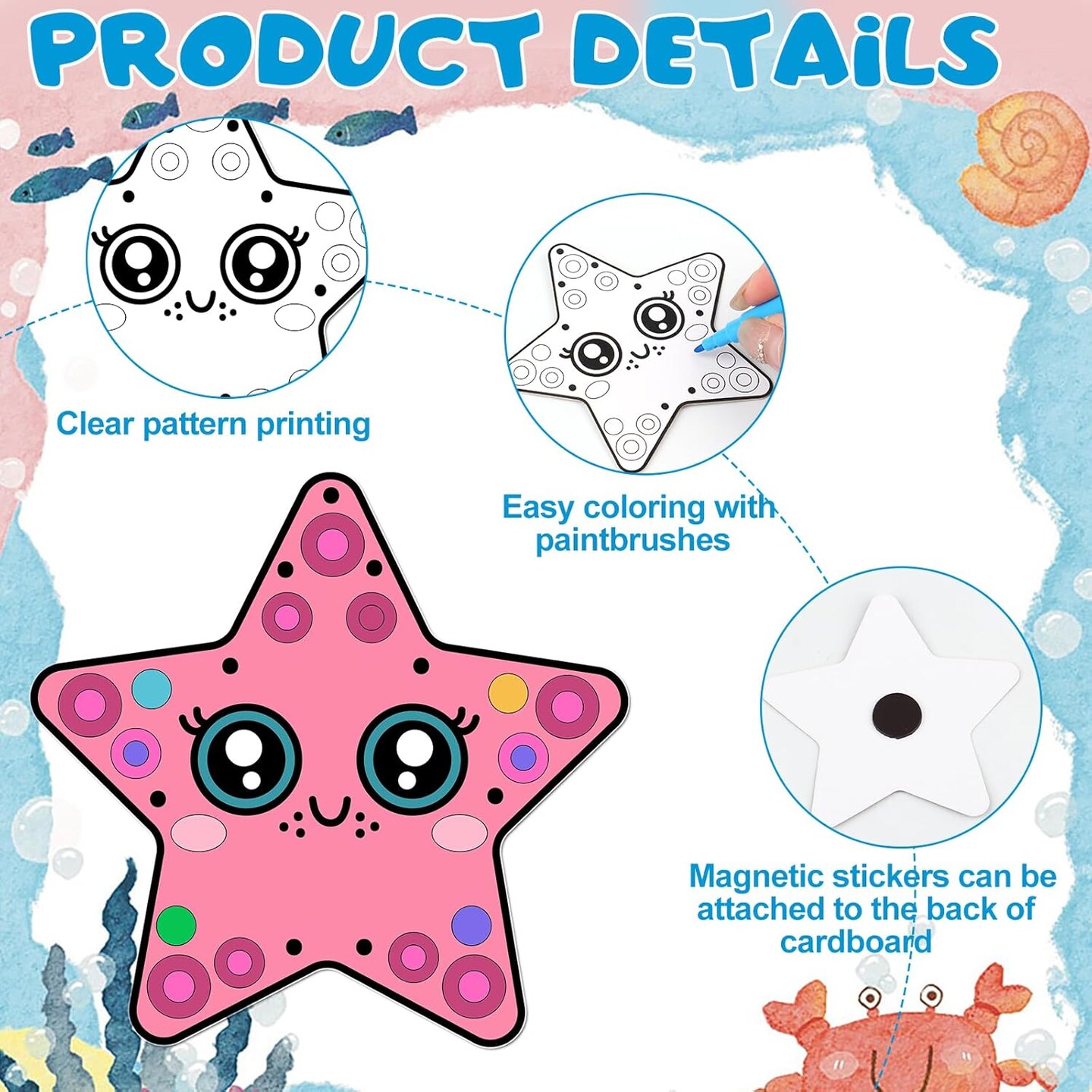 60 Set Ocean Animal Art Cards DIY Sea Animals Coloring Magnet Ornaments with 24 Colored Pen Ocean Craft Kits for Kids Sea Coloring Craft Painting Card for School Art Party Favors DIY Crafts Home Decor