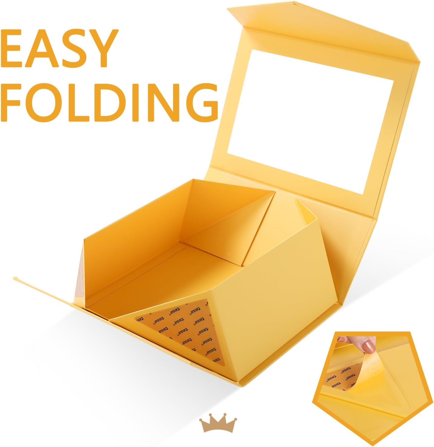 5 Yellow Easter Gift Boxes with Windows, 9x6.5x3.8 Inches, Clear Gift Boxes for Presents Contain Ribbons, Cards, Bridesmaid Proposal Boxes, Gift Boxes with Magnetic Lids