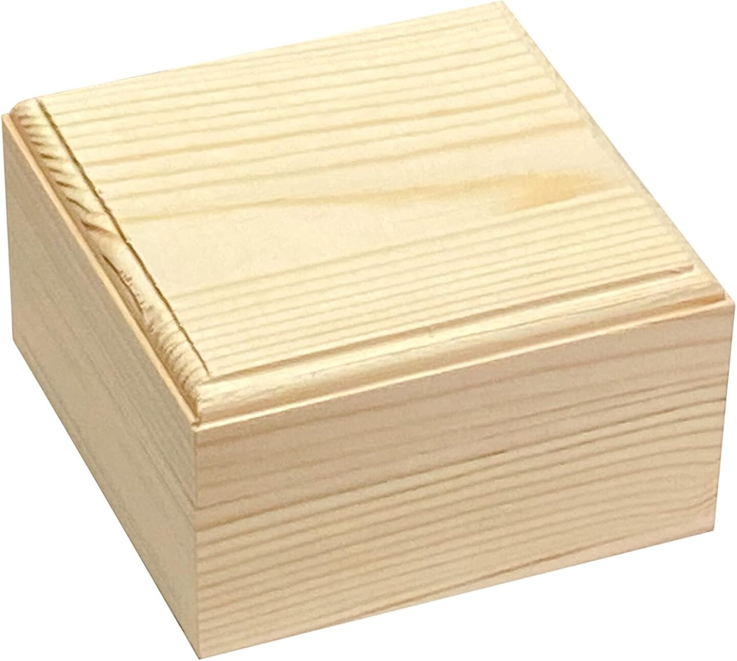 6 Pack Unfinished Wood Box Crafts Wooden Square Box with Magnetic Hinged Lid (3.5 x 3.5 x 1.9 in)