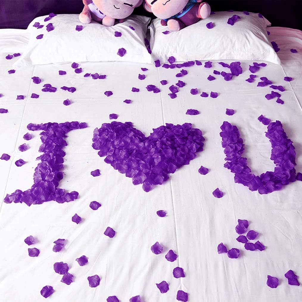 Rose Petals,1000 Pcs Aritificial Rose Petals,Purple Rose Petals for Weddings,Unscented Non-Woven Flower Petals for Wedding