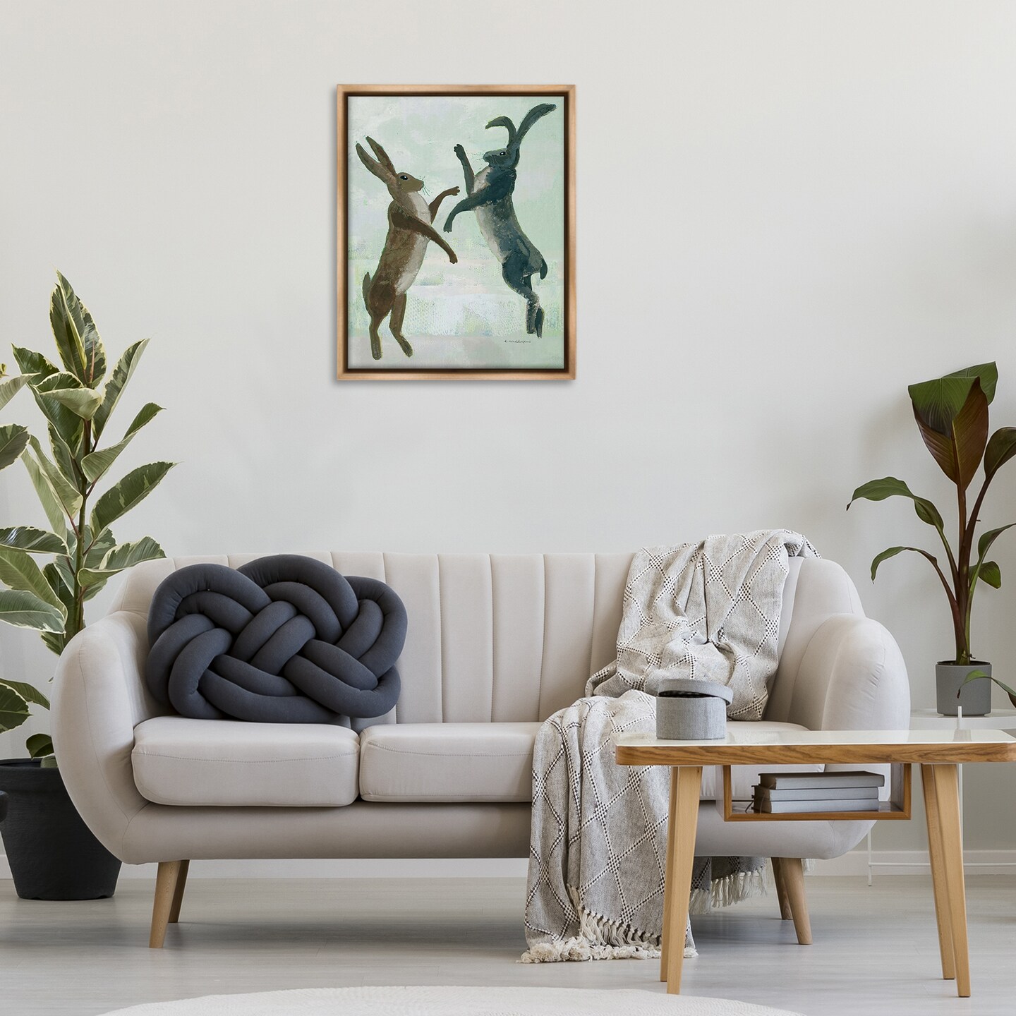 Stupell Industries Rustic Boxing Hares Floating Frame Design by Kay Widdowson