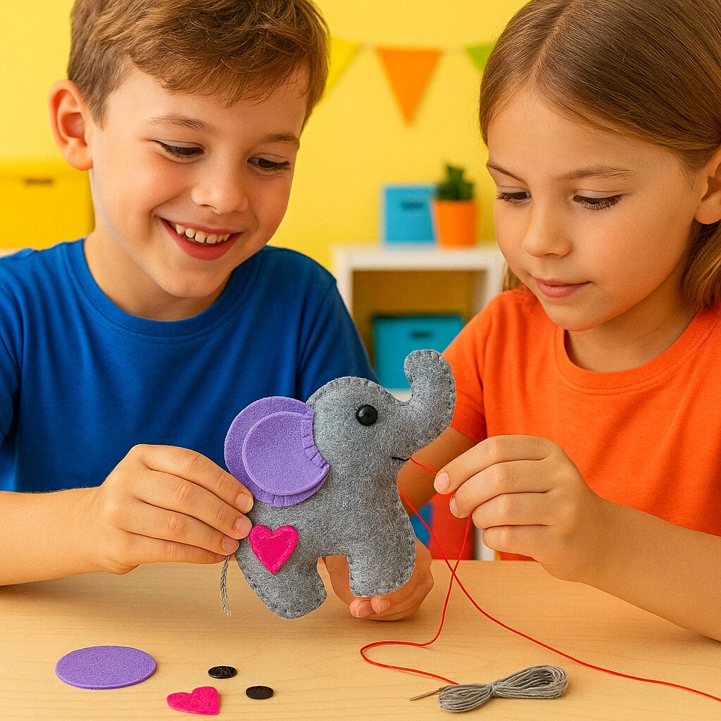 Felt Elephant DIY Craft Kit by FabricLA | Easy Sewing Project for Beginners | Suitable for Ages 9 & Up