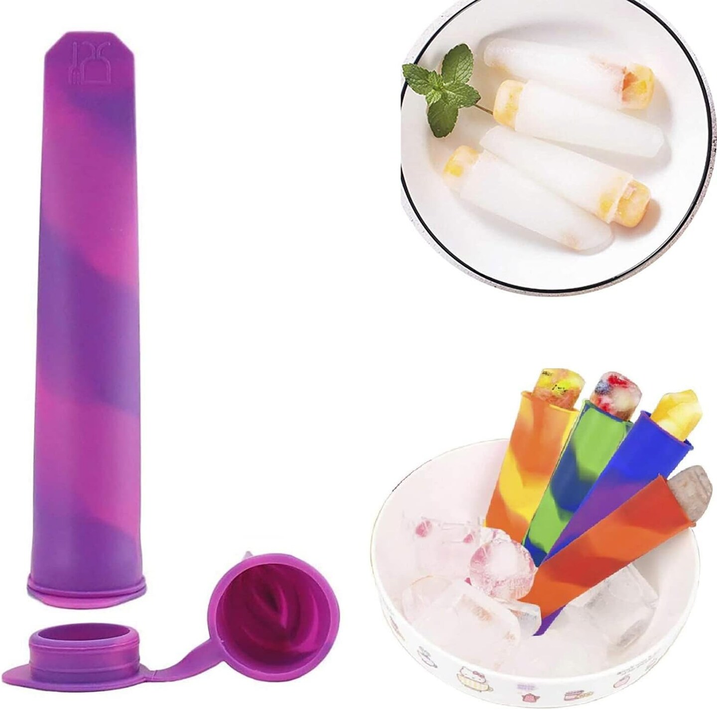 6pcs Popsicles Molds,Reusable Baby Silicone Popsicle Molds Multi Colors Ice Cream Mold Tray Ice Froze with Lids for DIY Popsicles,Yogurt Sticks,Jelly,Chilled Drinks
