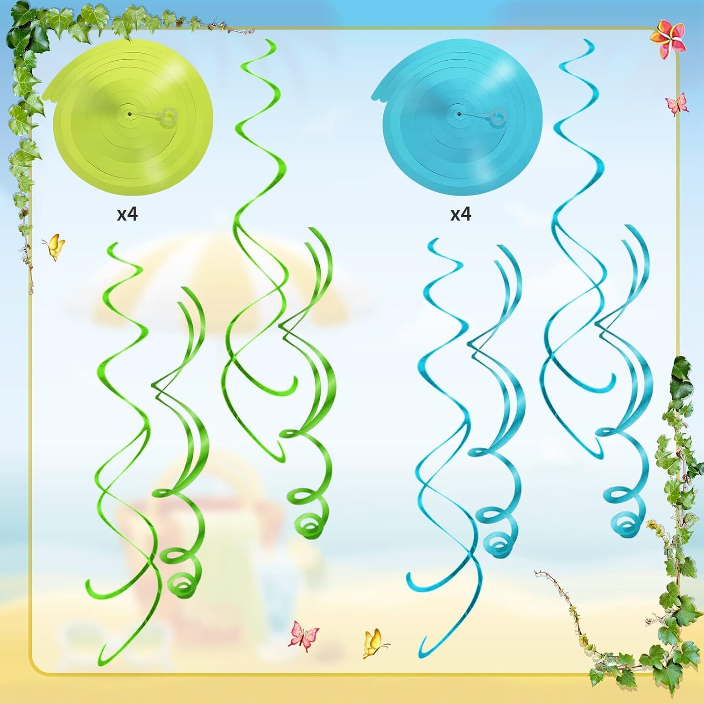 16 Pieces Gnomes Summer Hanging Swirls, Hawaii Birthday Party Hanging Swirl Decorations Beach Gnome Party Supplies Ceiling Gnome Ornaments Hanging Swirl for Beach Gnome Birthday Party Decorations