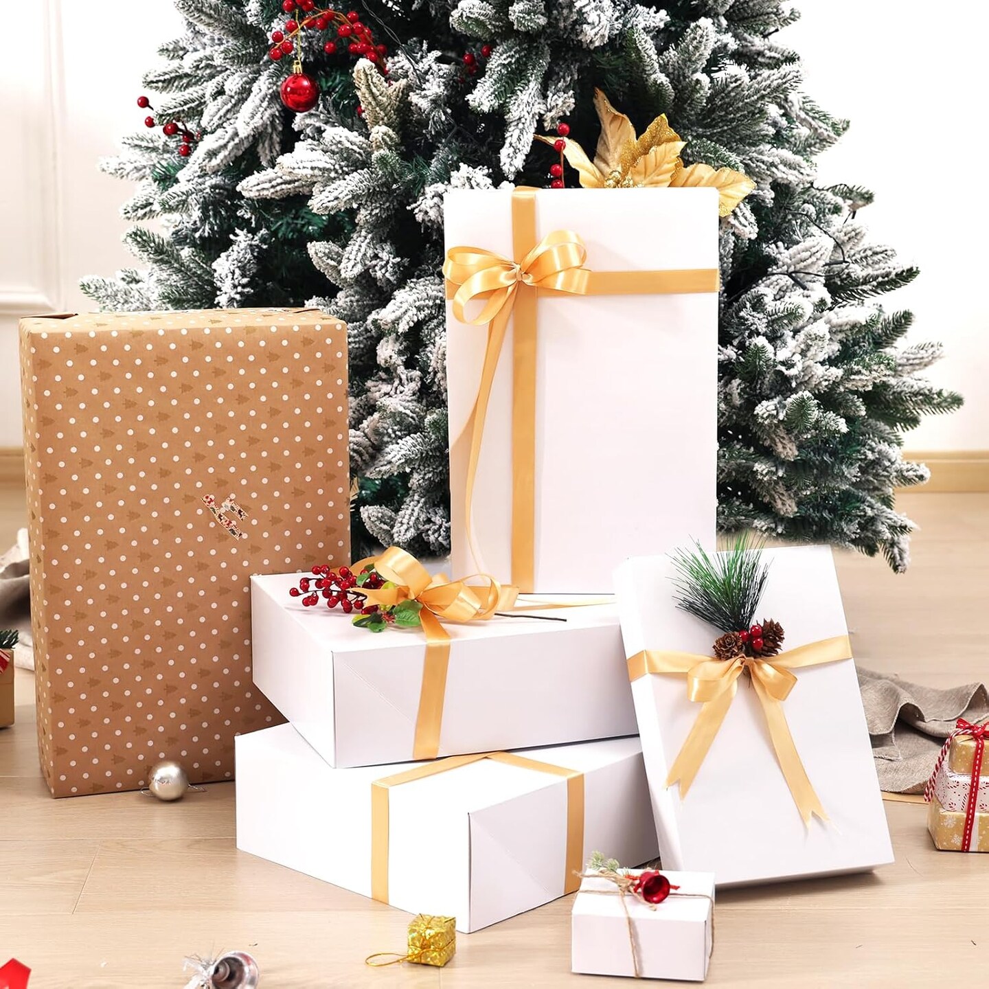16 Pack Gift Boxes with Lids White Gift Boxes Bulk for Presents, Assorted Sizes for Wrapping Gifts, Bridesmaid Proposal Boxes Clothes Holidays Birthday