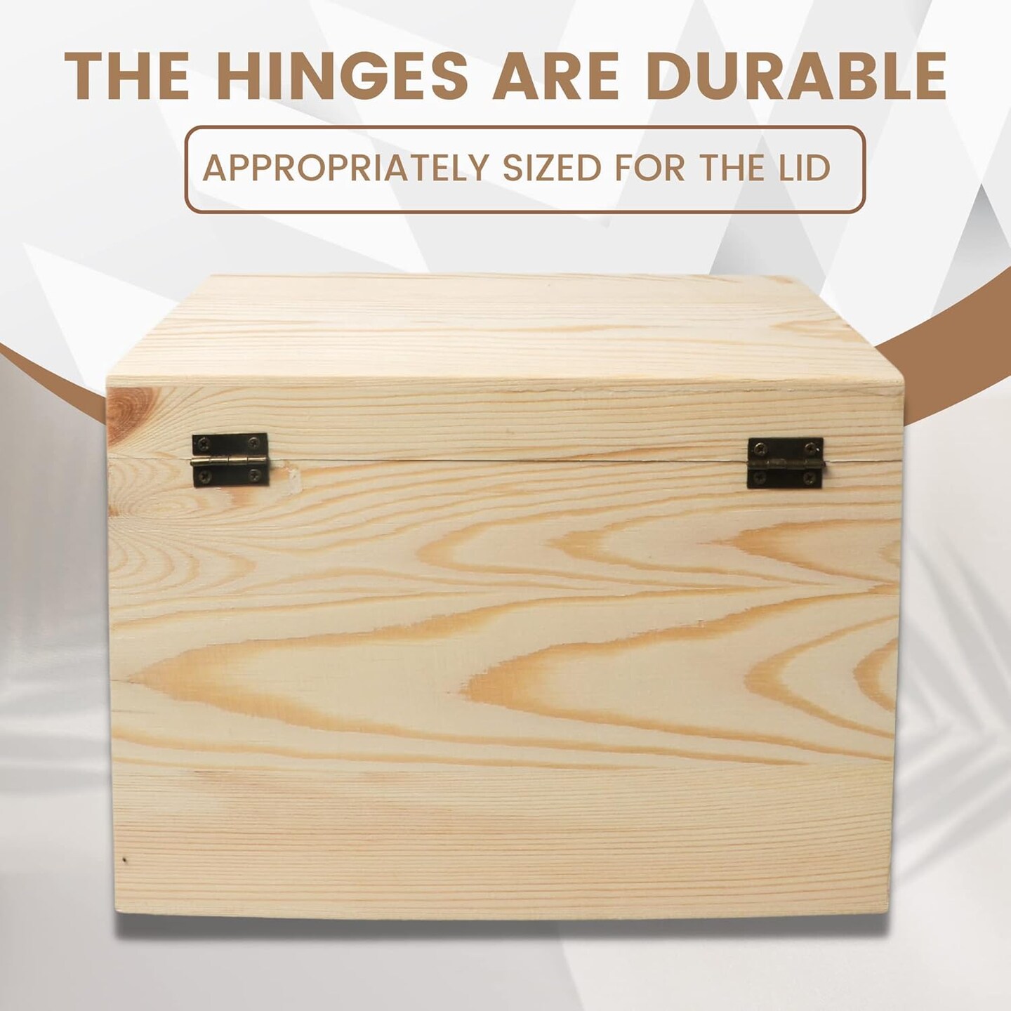 10" x 7" x 7" Unfinished Wooden Box with Hinged Lid & Front Clasp for DIY Art Project Crafts Woodcraft Keepsake - Easy to Stain Paint Wood Burning