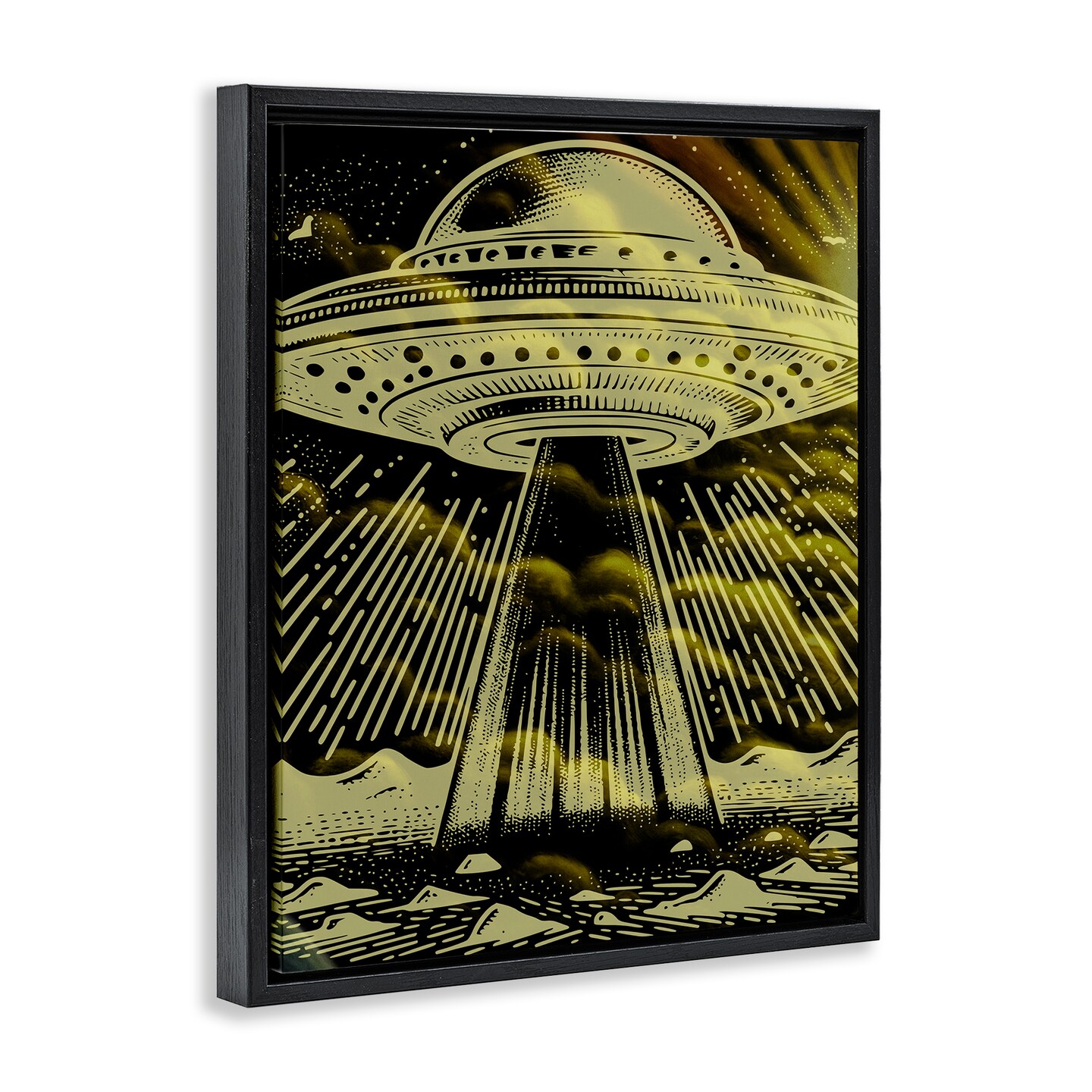 Stupell Industries Mysterious Alien UFO Floating Frame Design by Jesse Keith