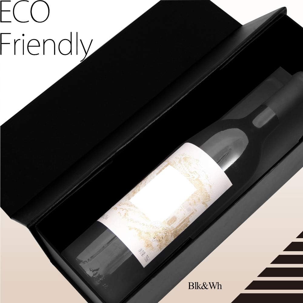 6 Wine Gift Boxes 13.5x4.5x4 Inches, Magnetic Closure Collapsible Wine Bottle Gift Boxes for Liquor and Champagne (Matte Black)