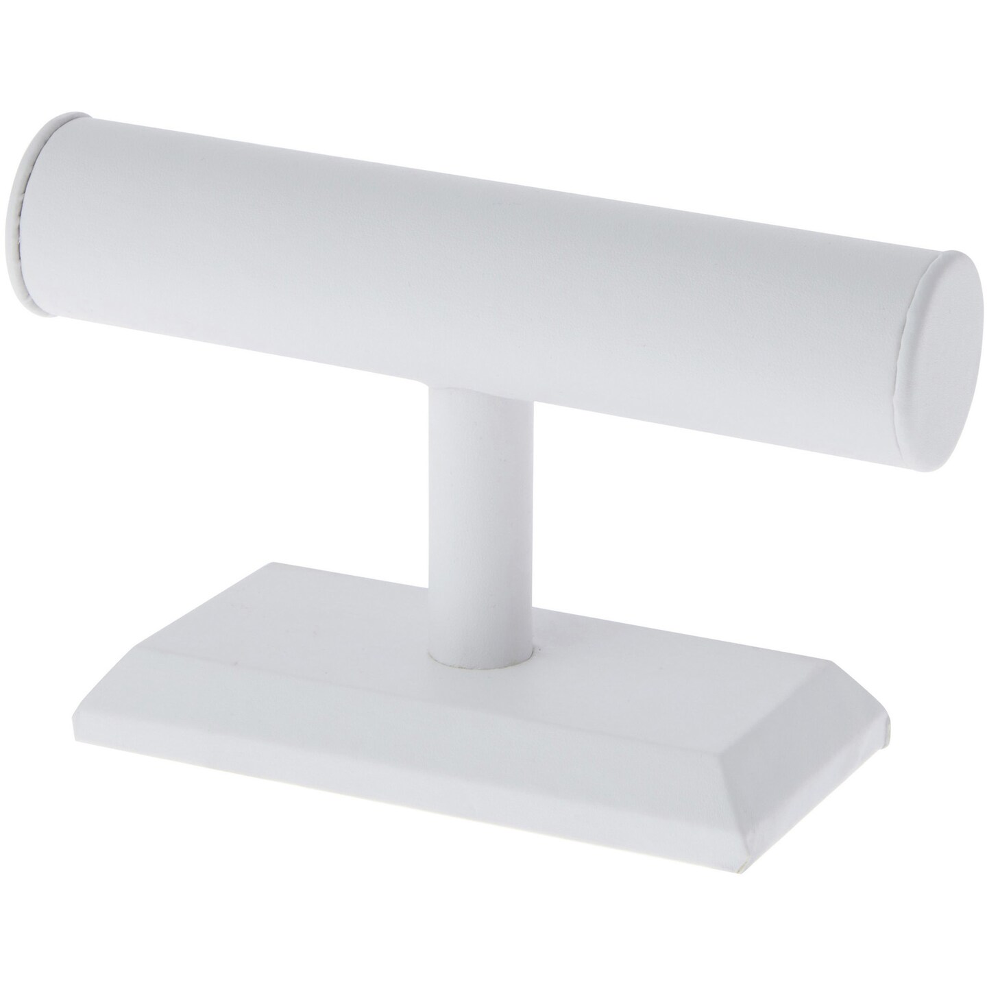 Plymor White Faux Leather T-Bar Bracelet Display Stand, 7.5&#x22; W x 5&#x22; H