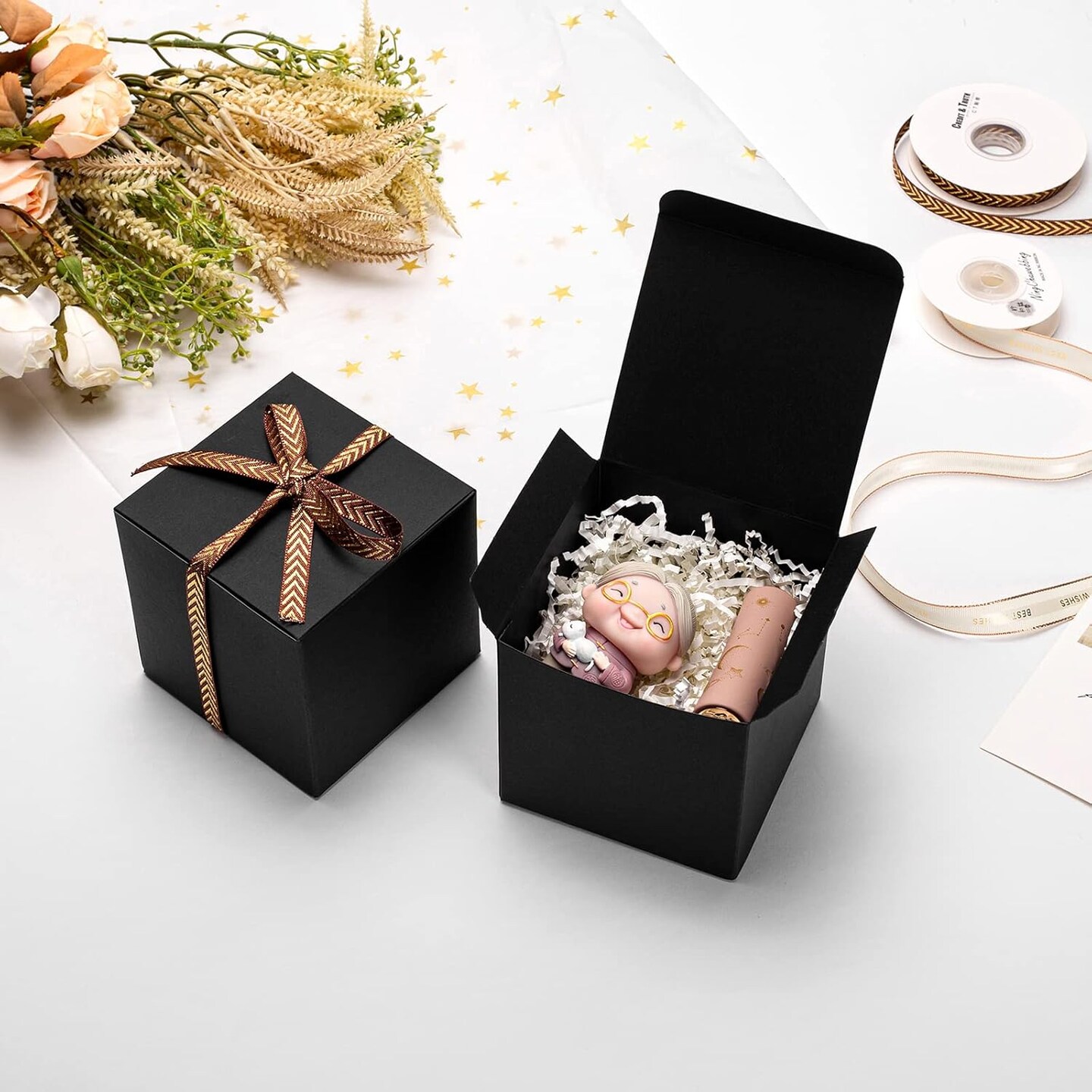 Black Gift Boxes with Lids 4x4x4 Inches – 10 Pack Matte Cardboard Boxes for Groomsmen, Wedding, Christmas, Birthday, Graduation, and Holiday Gift Packaging (Black)