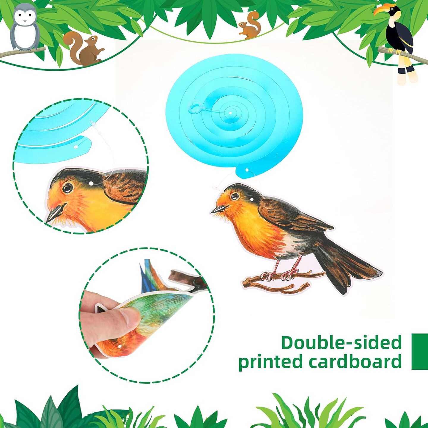 30 Pcs Bird Birthday Party Decorations Hawaiian Bird Hanging Swirl Foil Ceiling Decoration Tropical Rainforest Animal Decor for Summer Hawaiia Beach Luau Tiki Home Classroom Supplies