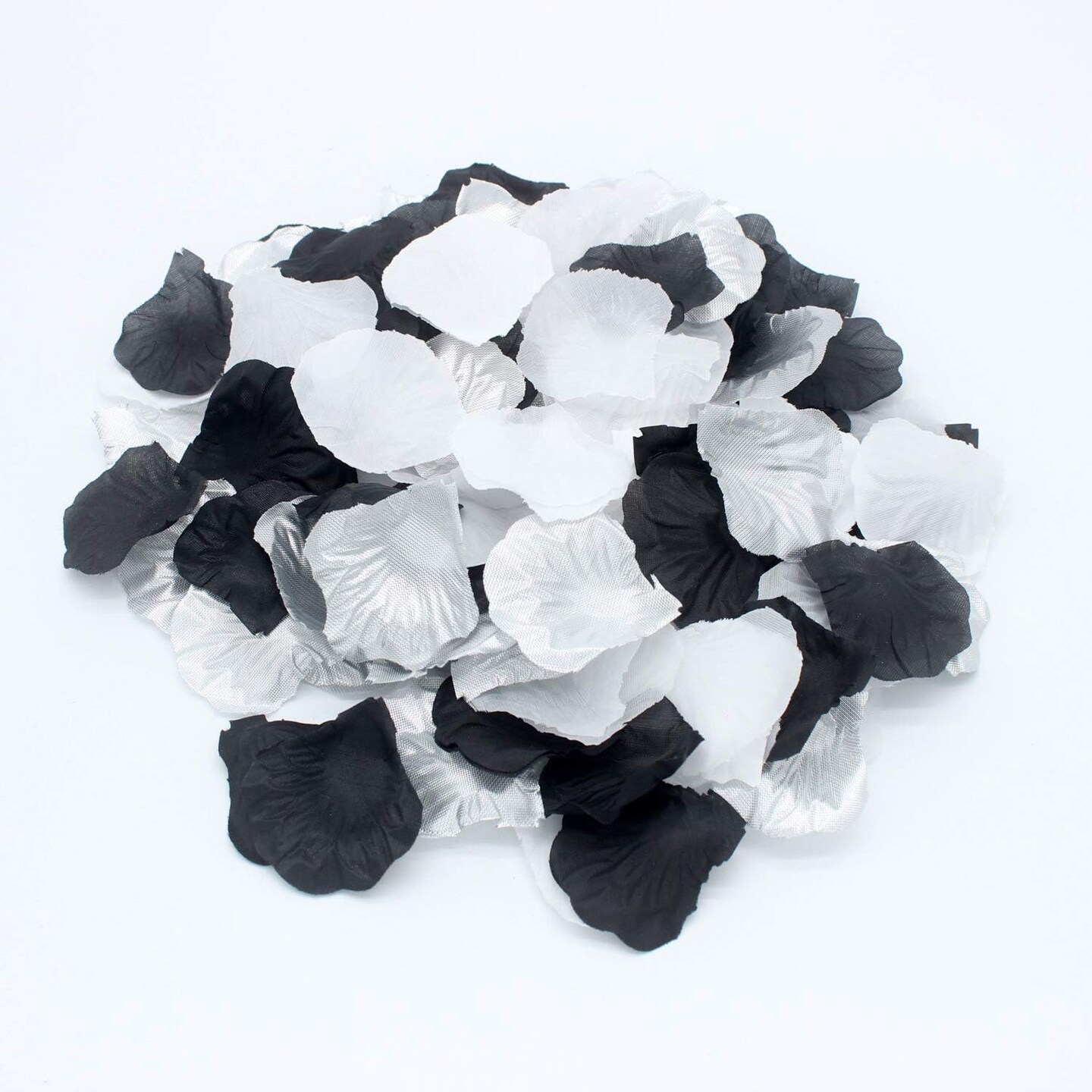 900PCS Silver Black White Artificial Flowers Silk Rose Petals Flower Girl Scatter Petals for Wedding