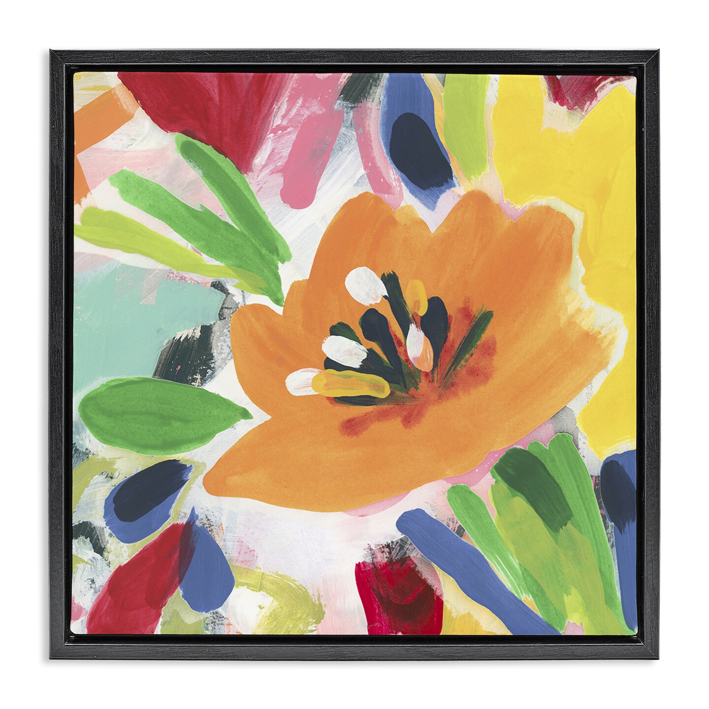 Stupell Industries Vivid Orange Flower Impressions Floating Frame Design by June Erica Vess