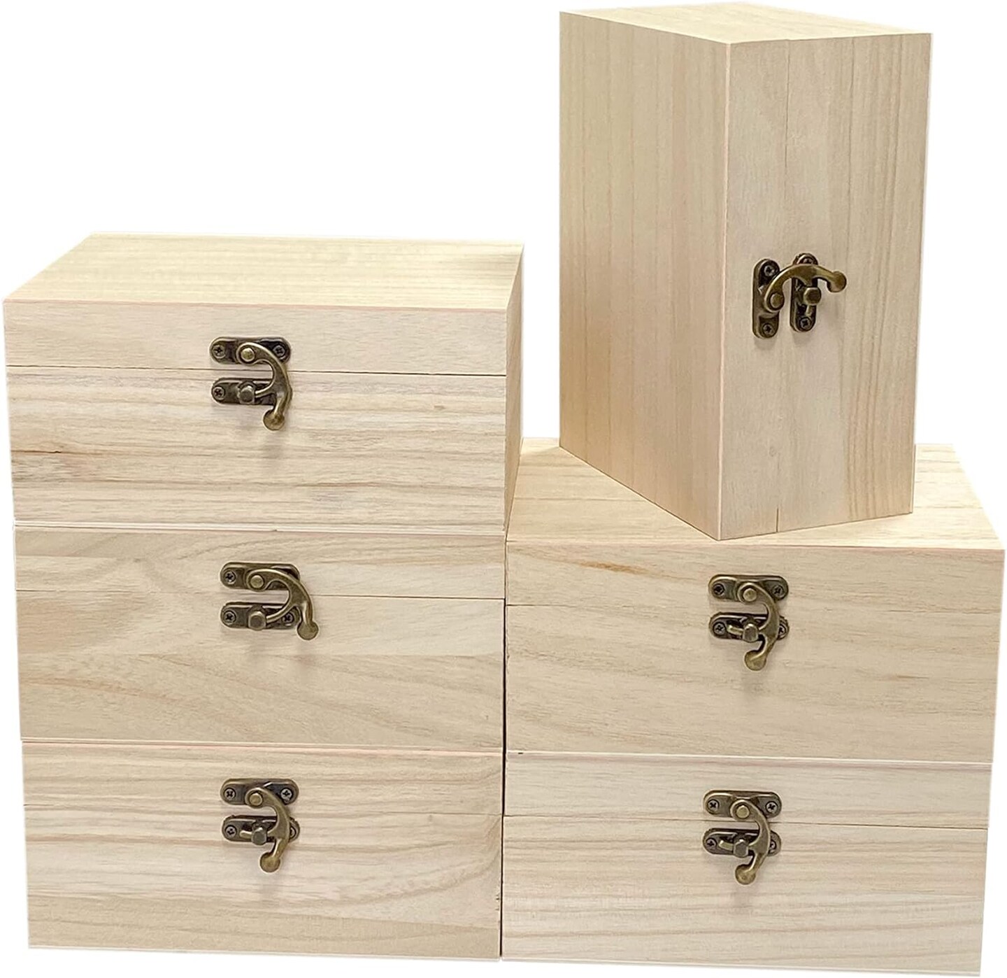 6 Pack Unfinished Wood Box Rectangle Crafts Wooden Box for Painting DIY Project (outer: 5 x 6.7 x 3.1 In)