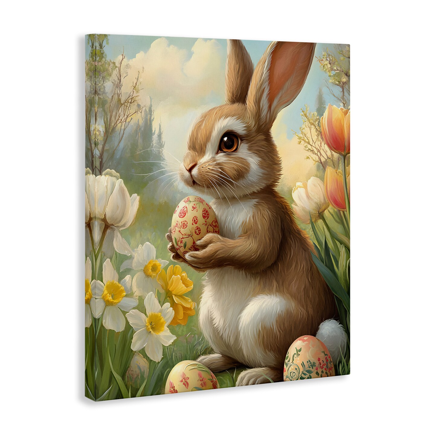 Stupell Industries Easter Bunny with Painted Eggs Canvas Design by Franklyn Gregory