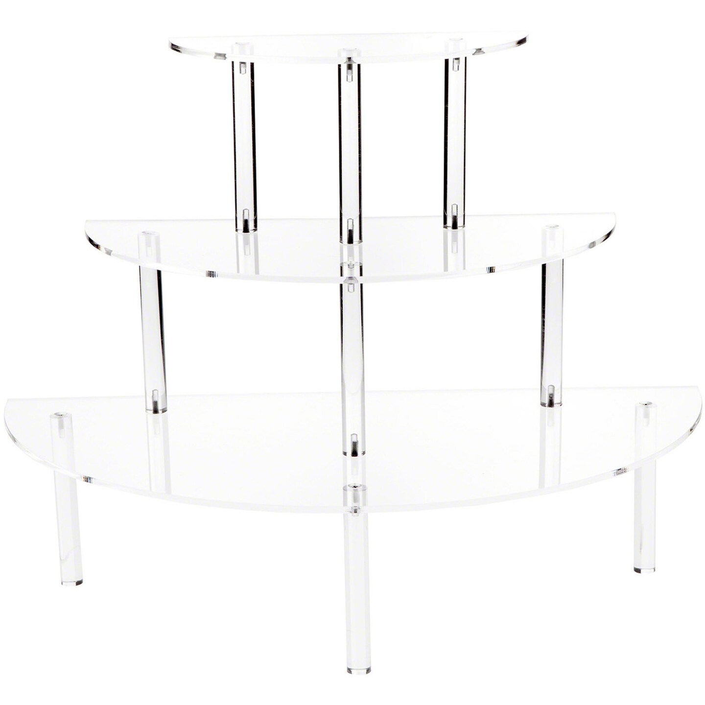 Plymor Clear Acrylic Three-Tiered Half-Round Display Shelves