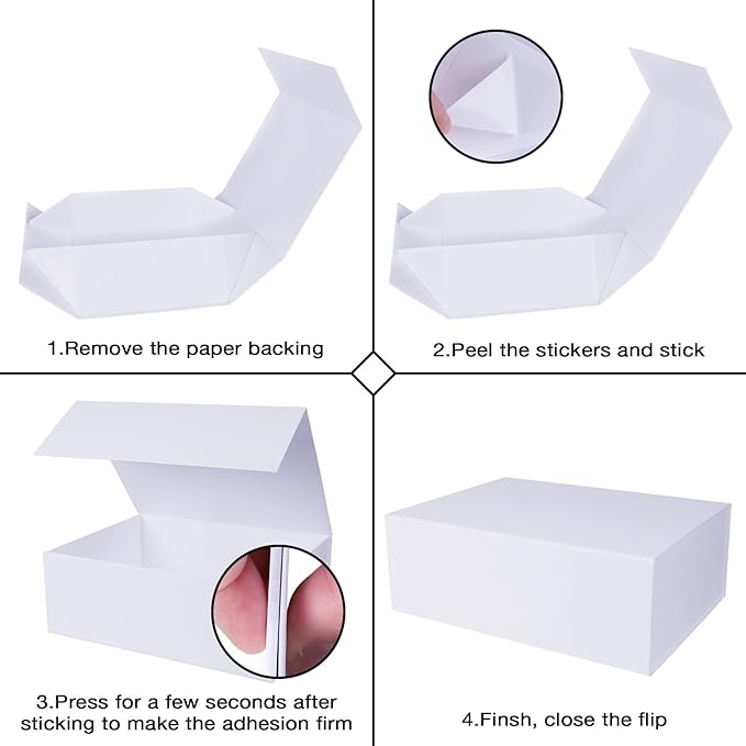 5 Pack White Magnetic Gift Boxes with Lids 13.8x9x4.3 in, Large Bridesmaid Groomsman Proposal Box, Rectangle Collapsible Box for Present Graduation Birthday Wedding Storage,1 Count (Pack of 5)