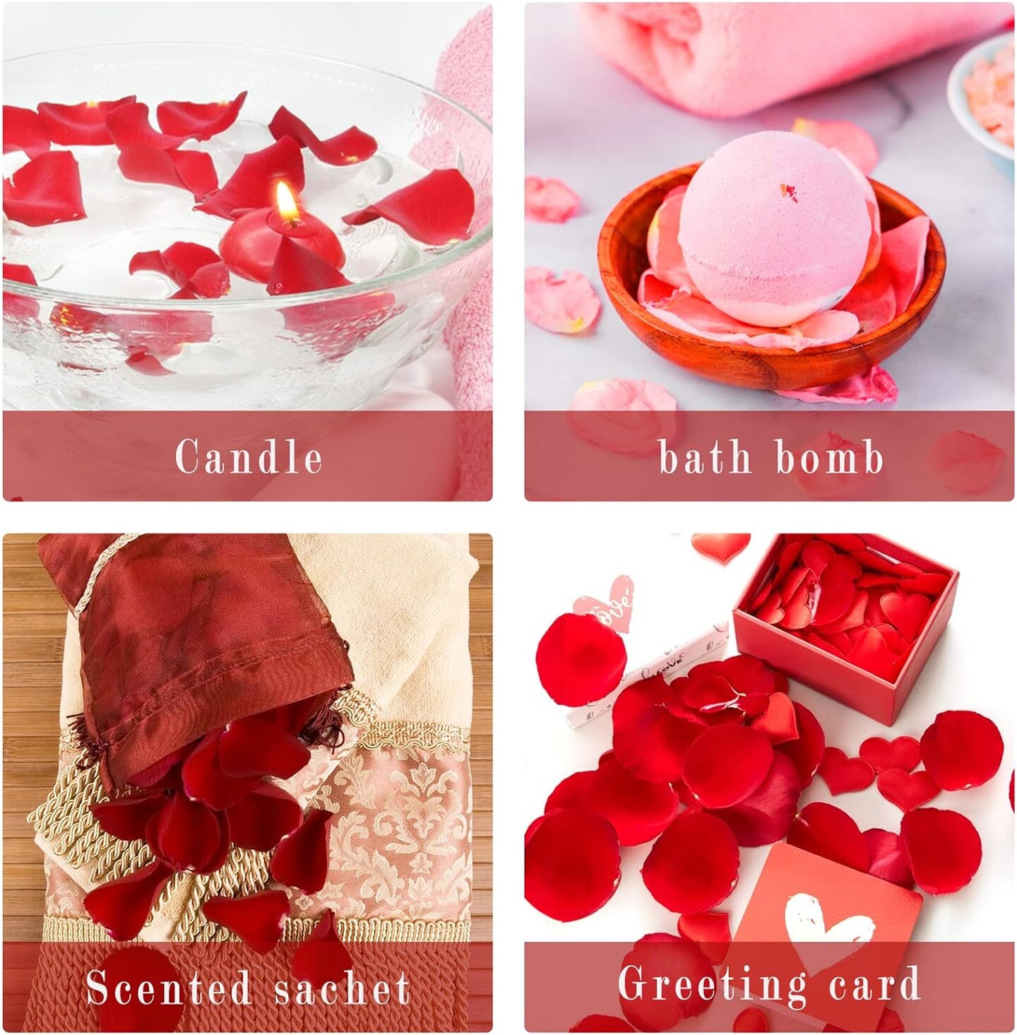 Dried Rose Petals - Dry Rose Petals Real Rose Petals Dried Organic for Rose Bath Spa Rose Quartz Candle Soap Making Wedding Confetti Resin Jewelry DIY Crafts Accessories