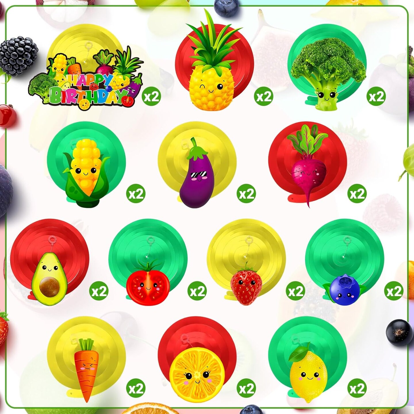 30 Pack Hey One Bear Fruit Birthday Party Decoration Dancing Fruit Hanging Swirls Vegetable Ceiling Streamer Summer Party Supplies